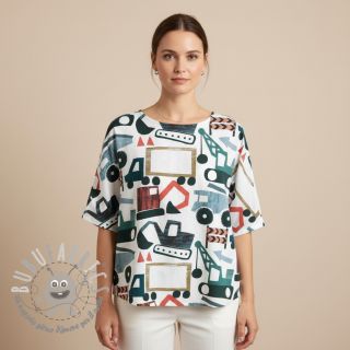 Tessuto di cotone Vehicles off white digital print