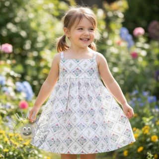 Tessuto di cotone Flowers Tara off white design A digital print