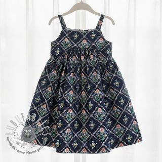 Tessuto di cotone Flowers Tara navy design A digital print