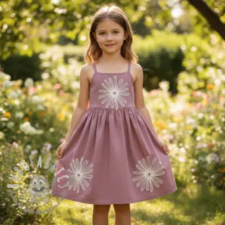 Tessuto di cotone EMBROIDERY Flowie mauve