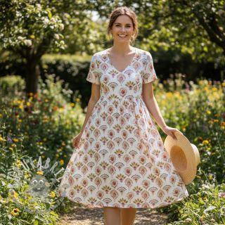 Tessuto di cotone Motif off white digital print