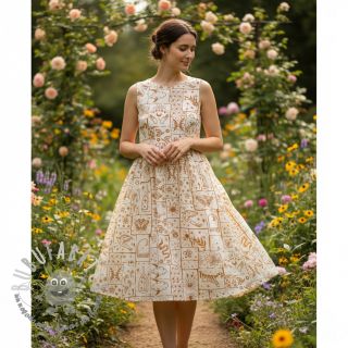 Tessuto di cotone Boho off white