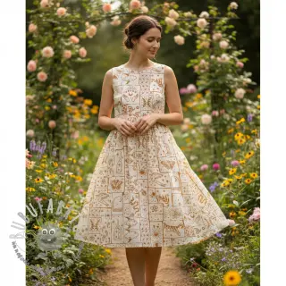 Tessuto di cotone Boho off white