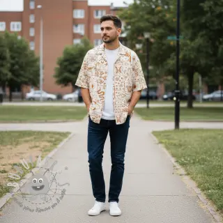 Tessuto di cotone Boho off white