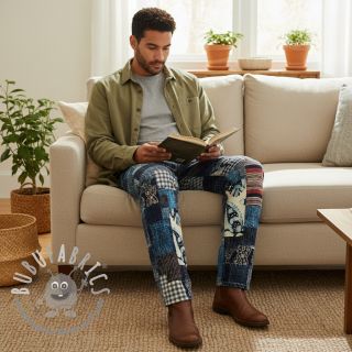 Tessuto di cotone TWILL DENIM Mix print design B