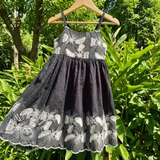 Tessuto di cotone EMBROIDERY Amia black
