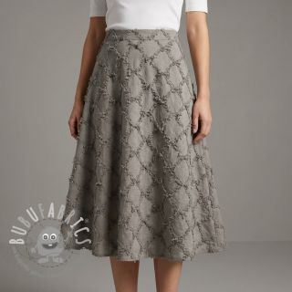 Tessuto di cotone con lino Vintage Fringe Diamonds grey