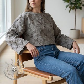 Tessuto di cotone con lino Vintage Fringe Diamonds grey