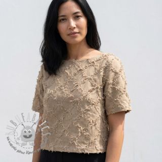 Tessuto di cotone con lino Vintage Fringe Diamonds naturals