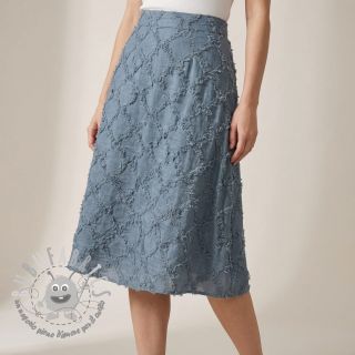 Tessuto di cotone con lino Vintage Fringe Diamonds blue