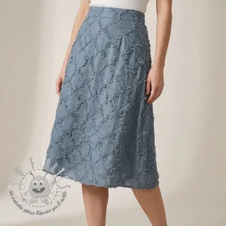 Tessuto di cotone con lino Vintage Fringe Diamonds blue