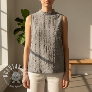 Tessuto di cotone con lino Vintage Fringe Stripe grey