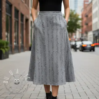 Tessuto di cotone con lino Vintage Fringe Stripe grey