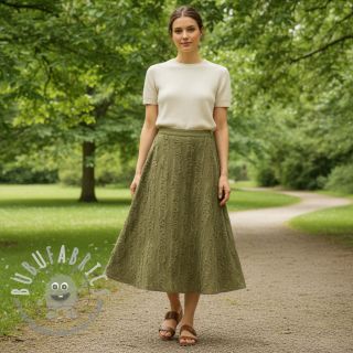 Tessuto di cotone con lino Vintage Fringe Stripe army