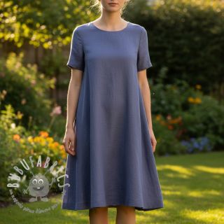 Tessuto di cotone con lino PREMIUM steel blue