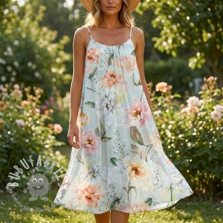 Tessuto di cotone SATIN Oahu green digital print