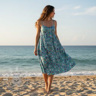 Tessuto di cotone Love light petrol