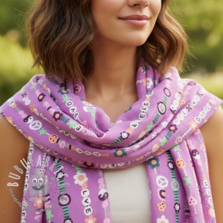 Tessuto di cotone Love dream mauve