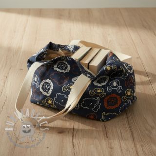 Tessuto di cotone Safari animals navy