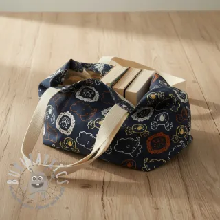 Tessuto di cotone Safari animals navy