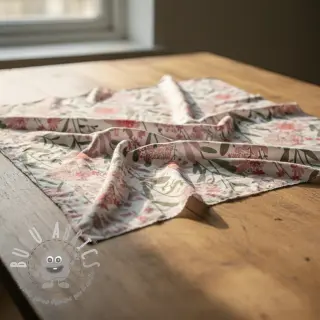 Tessuto di cotone Meadow white digital print