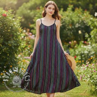 Tessuto di cotone LUREX stripes navy