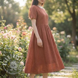 Tessuto di cotone con lino chestnut