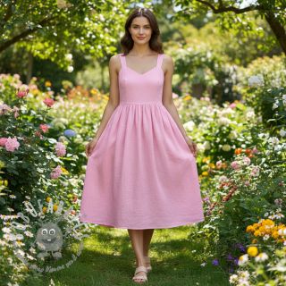 Tessuto di cotone con lino pink