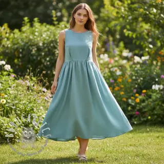 Tessuto di cotone con lino old blue