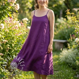 Tessuto di cotone con lino purple