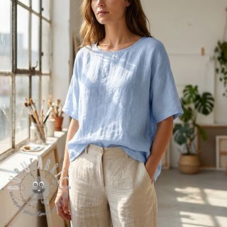 Tessuto di cotone con lino light blue