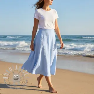 Tessuto di cotone con lino light blue