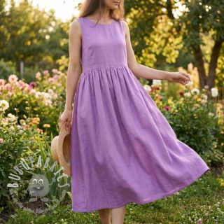 Tessuto di cotone con lino dark lilac