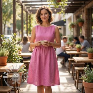 Tessuto di cotone con lino dark pink