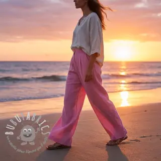 Tessuto di cotone con lino dark pink