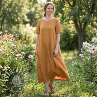 Tessuto di cotone con lino cognac