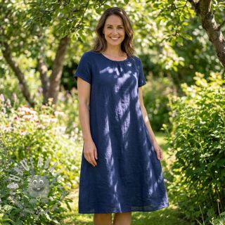 Tessuto di cotone con lino dark blue