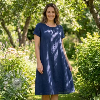Tessuto di cotone con lino dark blue