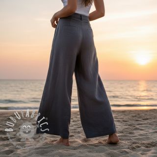 Tessuto di cotone con lino dark grey