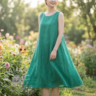 Tessuto di cotone con lino apple green