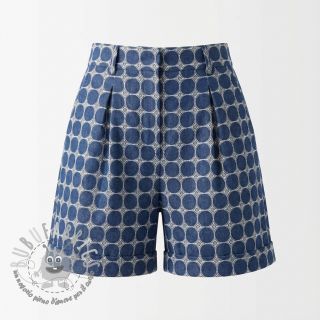 Tessuto di cotone JEANS Circles dark blue