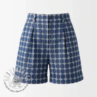 Tessuto di cotone JEANS Circles dark blue