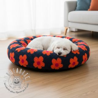 Tessuto per cappotti TEDDY JACQUARD Flowers navy