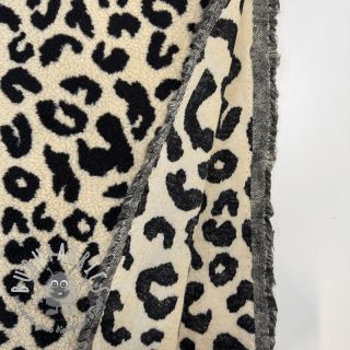 Tessuto per cappotti TEDDY JACQUARD Animal skin black