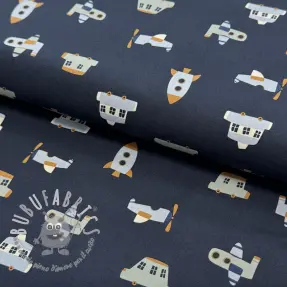 Tessuto di cotone Vehicles navy