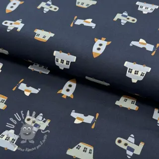Tessuto di cotone Vehicles navy