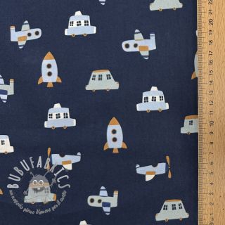 Tessuto di cotone Vehicles navy