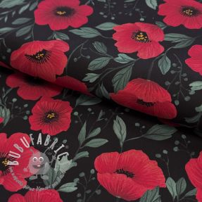 Tessuto di cotone Poppy black digital print