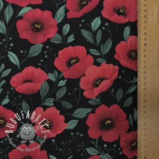 Tessuto di cotone Poppy black digital print