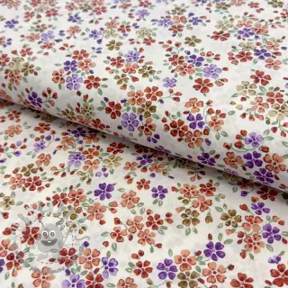 Tessuto di cotone Simie flowers offwhite digital print